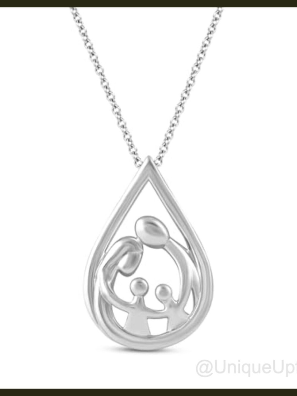 Sterling Silver Family Pendant Necklace 18" Cable Chain